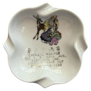 Vintage Louie Berkeley Chinese Village Ashtray Dish Portland Oregon Advertising